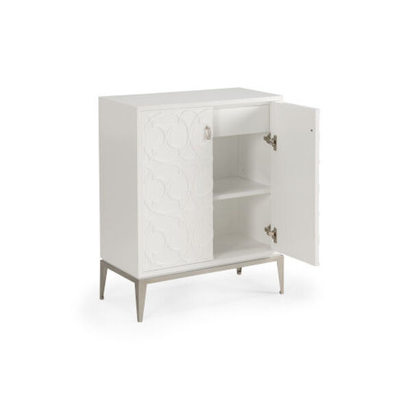 White 27-Inch Quatrefoil Cabinet, image 2
