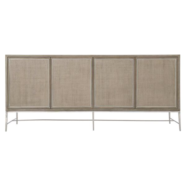 Cardenas Brown and Polished Stainless Steel Entertainment Credenza, image 3