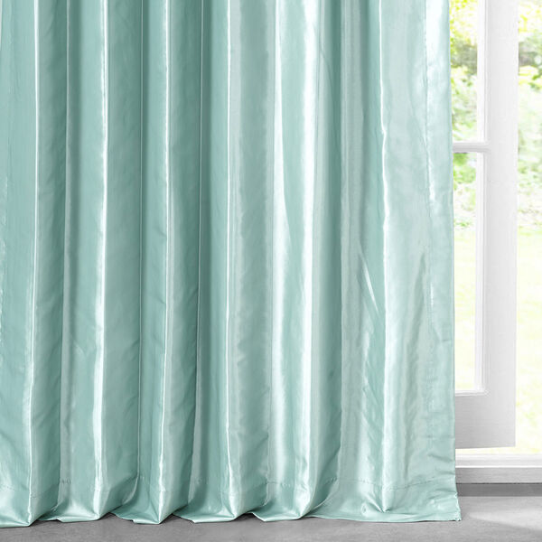 Faux Silk Taffeta Single Panel Curtain, Green Taffeta Curtain Panel