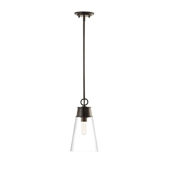 Wentworth Matte Black One-Light Mini Pendant with Clear Glass Shade - (Open Box), image 1