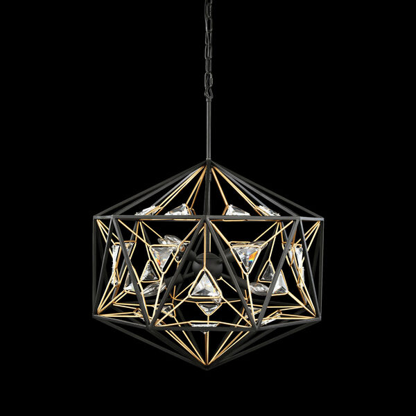 Marcia Matte Black and French Gold Eight-Light Orb Pendant, image 4