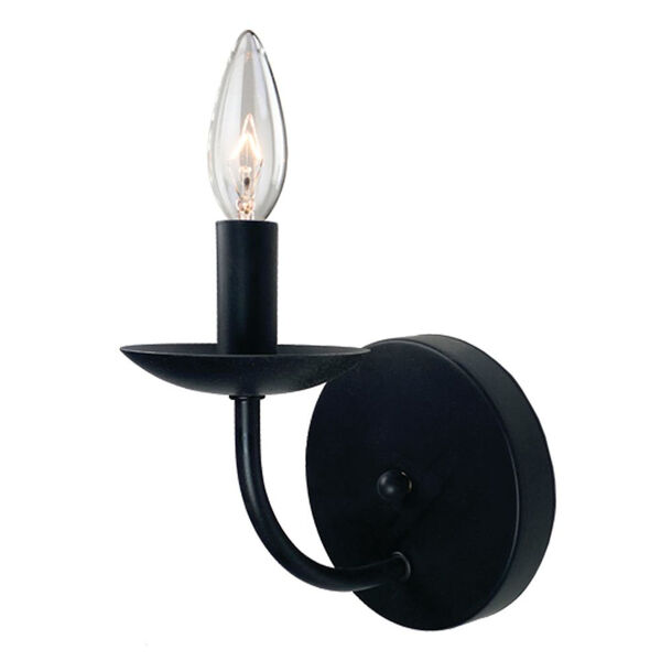 Wrought Iron Black One-Light Wall Sconce, image 1