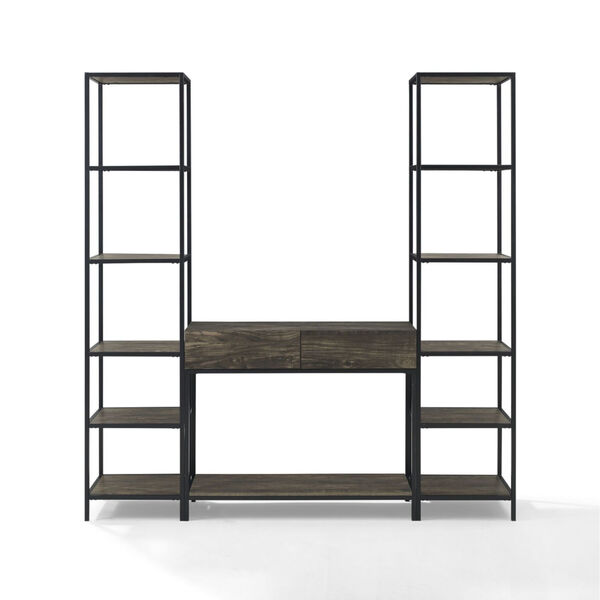Jacobsen Brown Ash and Matte Black Console Table and Two Narrow Etageres Set, image 2