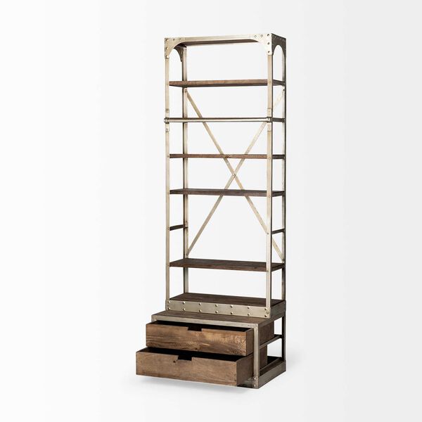 Brodie V Light Brown and Nickel Shelving Unit, image 5