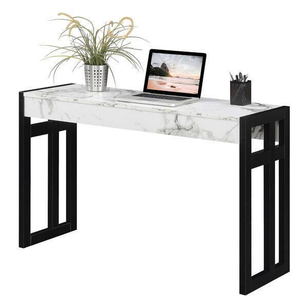 Monterey White Faux Marble and Black Console Table, image 2