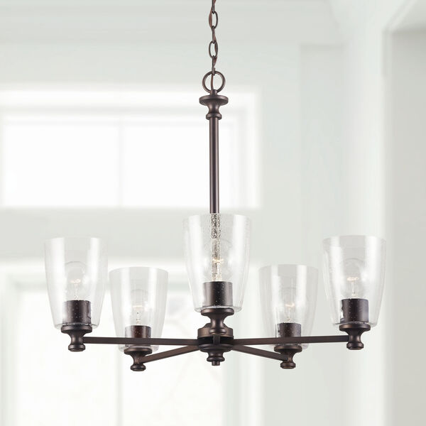 HomePlace Myles Bronze Five-Light Chandelier with Clear Seeded Glass, image 2