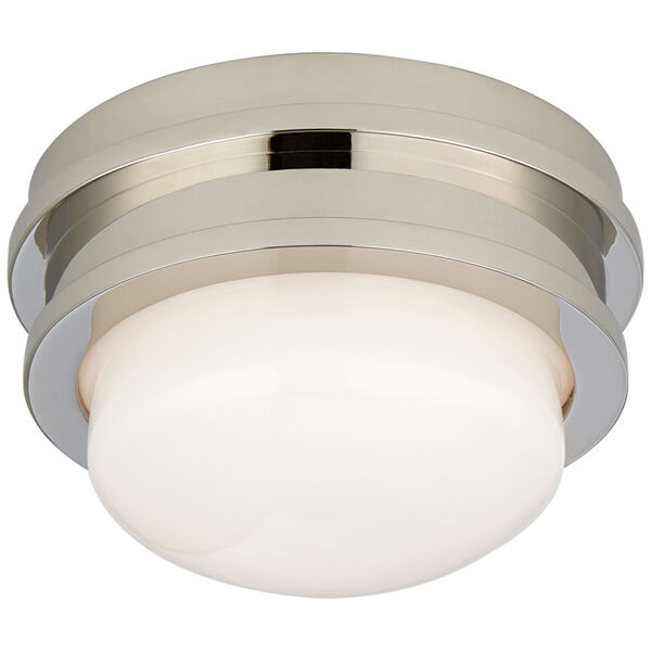 Launceton 5-Inch Solitaire Flush Mount in Polished Nickel with White Glass by Chapman and Myers, image 1