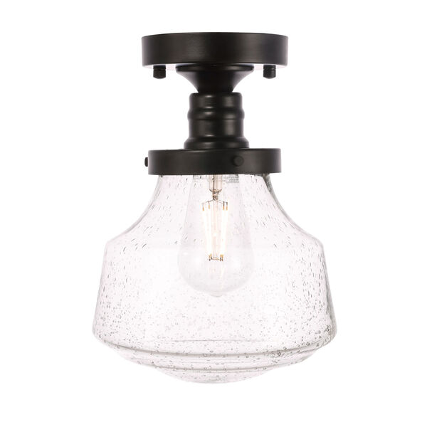Lyle Black Eight-Inch One-Light Flush Mount with Clear Seeded Glass, image 3