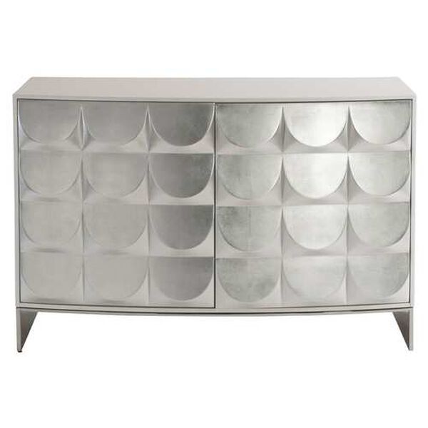 Calliope White Plaster and Silver Door Chest, image 1