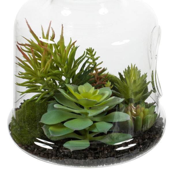 Green 10-Inch Assorted Succulents in Glass Jar, image 2
