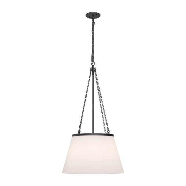 Speakeasy Matte Black and White One-Light Pendant with Linen Shade, image 1