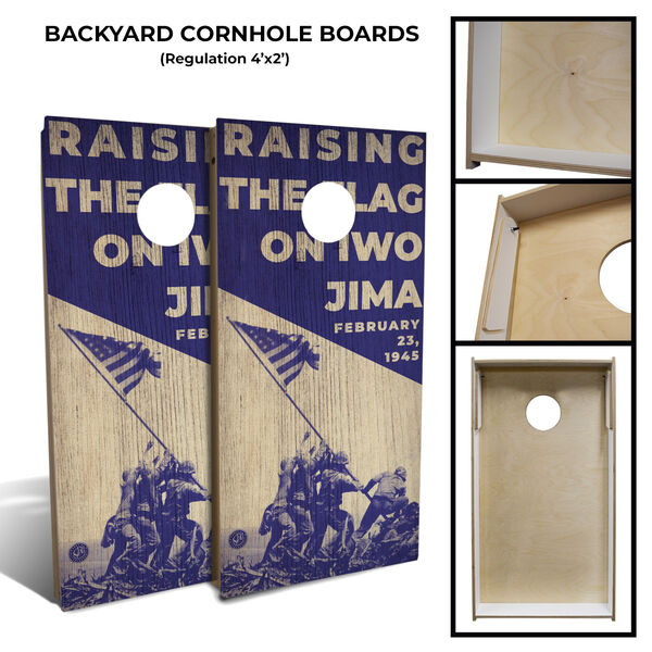 Raising The Flag On Iwo Jima Cornhole Board Set with 8 Bags, image 2