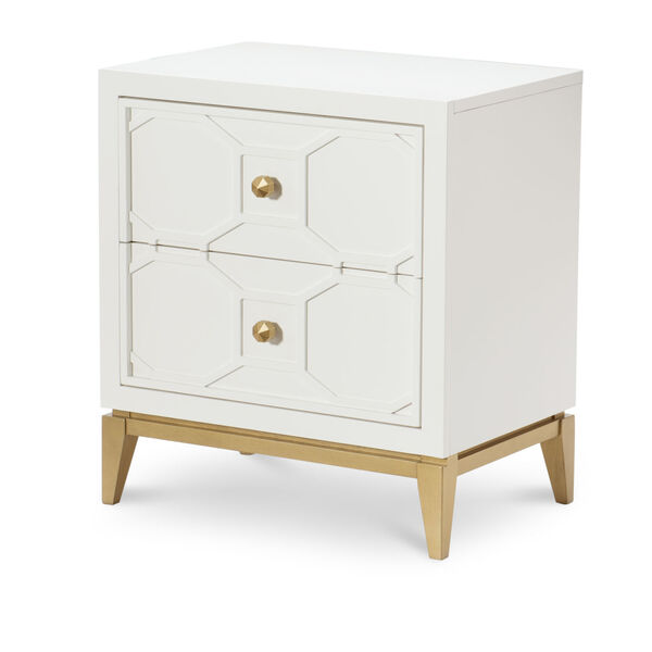 Chelsea by Rachael Ray White with Gold Accents Kids Nightstand with Decorative Lattice, image 1