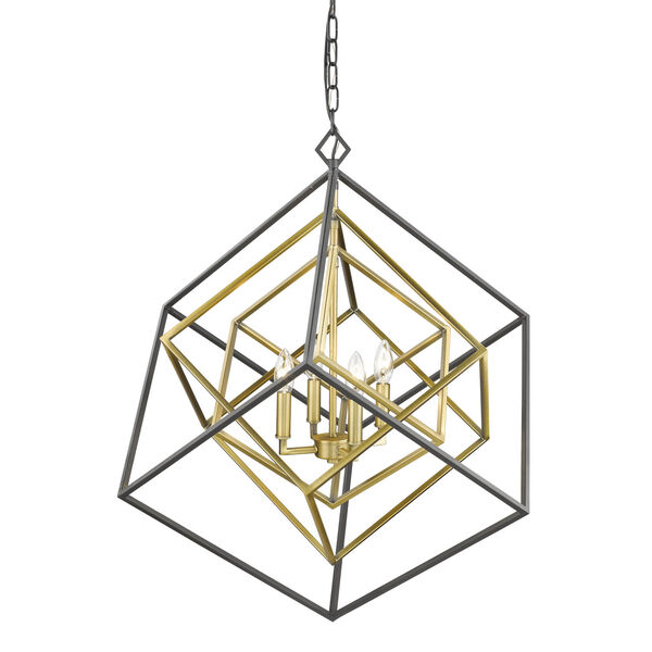 Euclid Olde Brass and Bronze Four-Light Chandelier, image 4