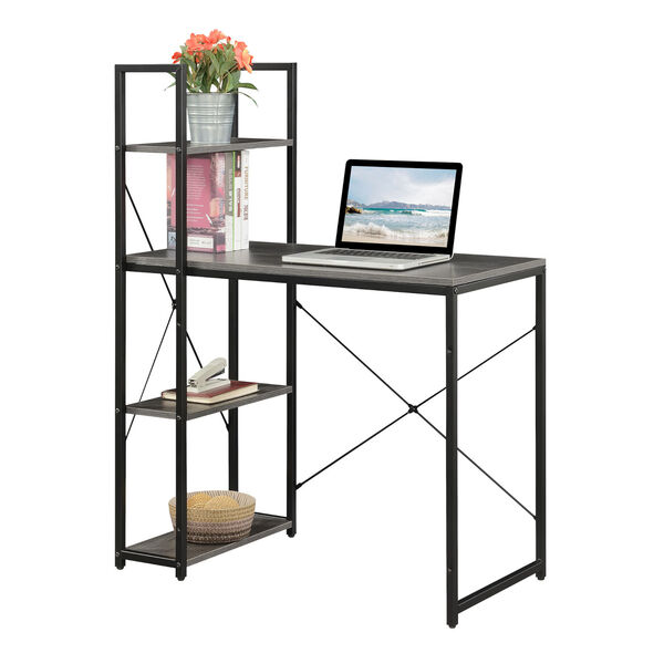 Designs2Go Charcoal Gray Black Office Workstation with Shelves, image 3