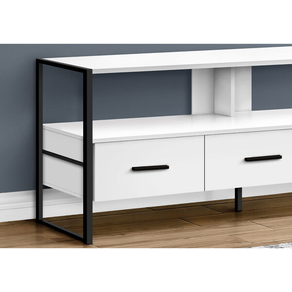 White and Black TV Stand with Three Drawers, image 3