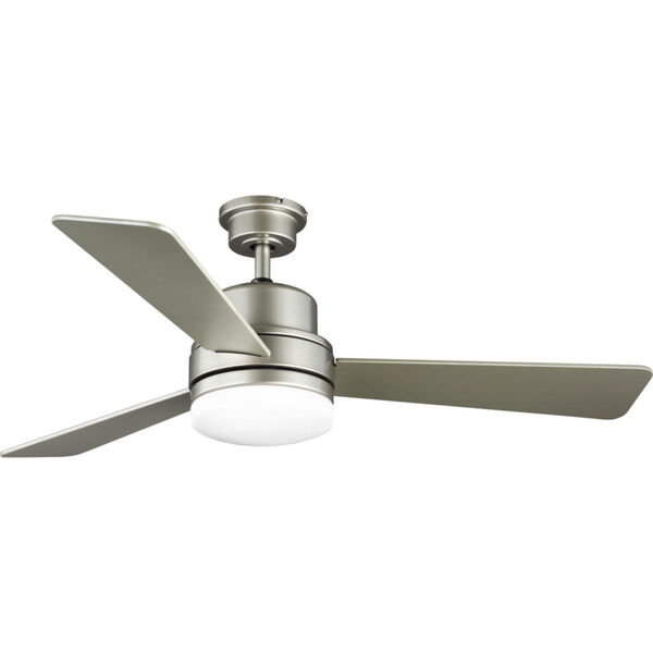 Trevina II Painted Nickel 52-Inch Two-Light Ceiling Fan with White Opal Shade, image 1