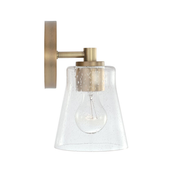 HomePlace Baker Aged Brass One-Light Sconce with Clear Seeded Glass, image 5