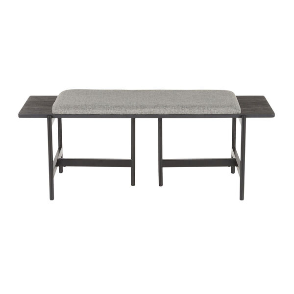 Chloe Black and Grey Bench with Upholstered Top, image 5