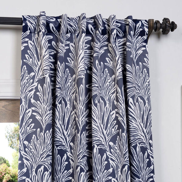Navy Flora 50 x 84-Inch Blackout Curtain, image 4