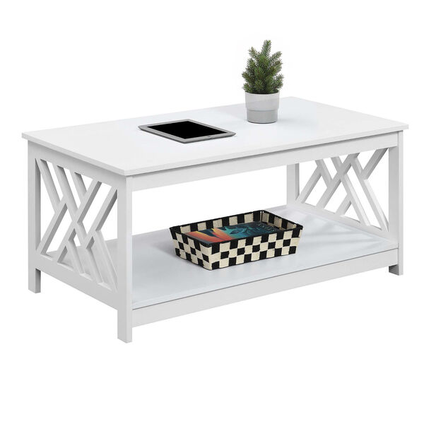 Titan White Coffee Table with Shelf, image 3