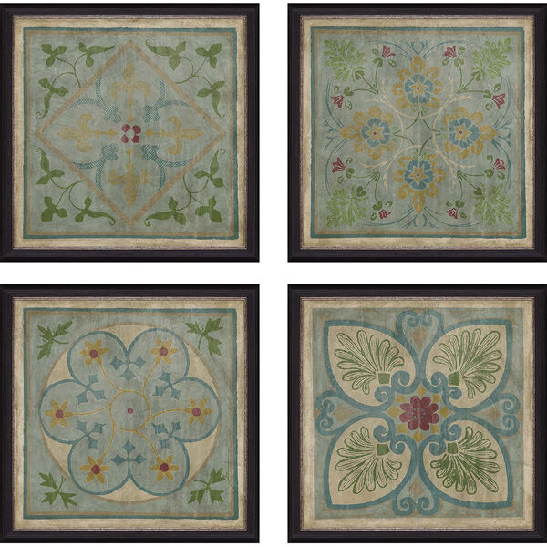 Verdigris Pattern Blue 20 x 20 Inch Floral and Botanical Wall Art, Set of Four, image 2