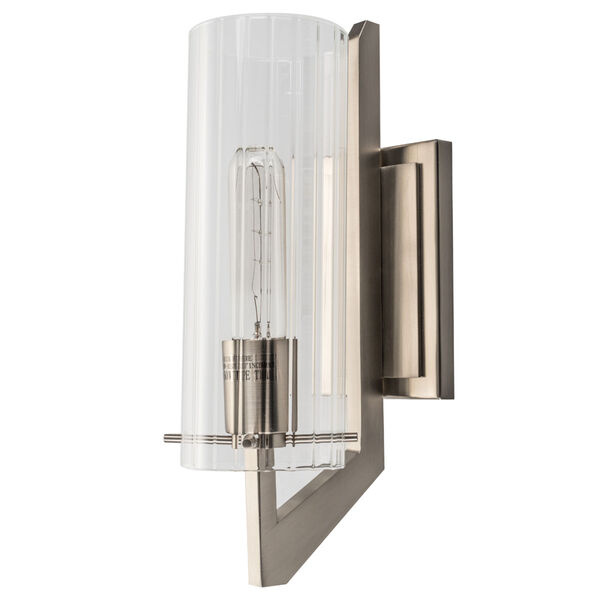 Faceted Brushed Nickel One-Light Wall Sconce, image 3