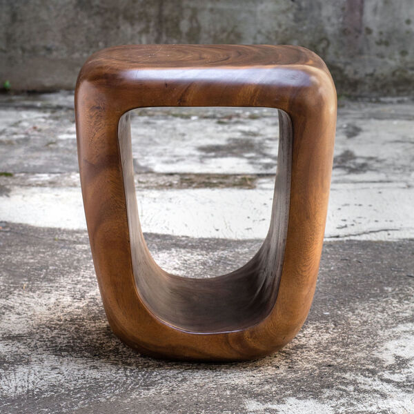 Loophole Brown Wooden Accent Stool, image 5