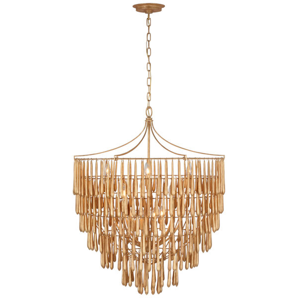 Vacarro Large Chandelier in Antique Gold Leaf by Julie Neill, image 1