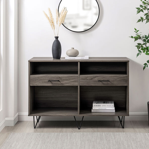 Croft Slate Gray Hairpin Leg Two-Drawer Entry Console, image 1