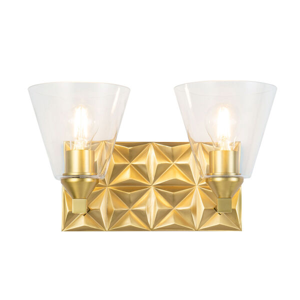 Alpha Antique Brass Two-Light Wall Sconce, image 1