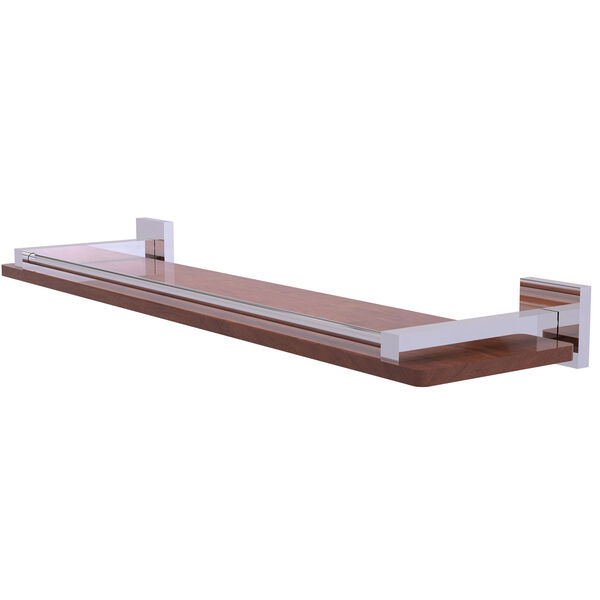 Montero Polished Chrome 22-Inch Solid IPE Ironwood Shelf with Gallery Rail, image 1