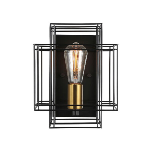 Artisan Black and Brushed Brass One-Light Wall Sconce, image 3