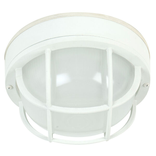 Bulkhead Matte White One-Light 10-Inch Outdoor Ceiling Mount, image 1