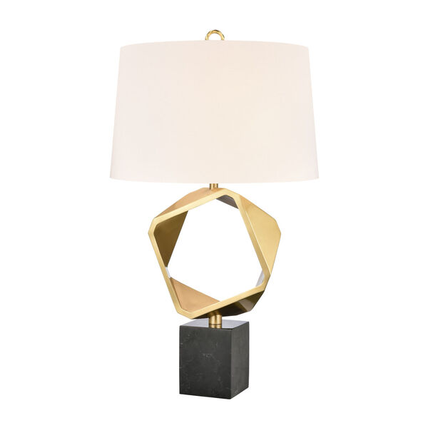 Optical Brass and Black One-Light Table Lamp, image 1
