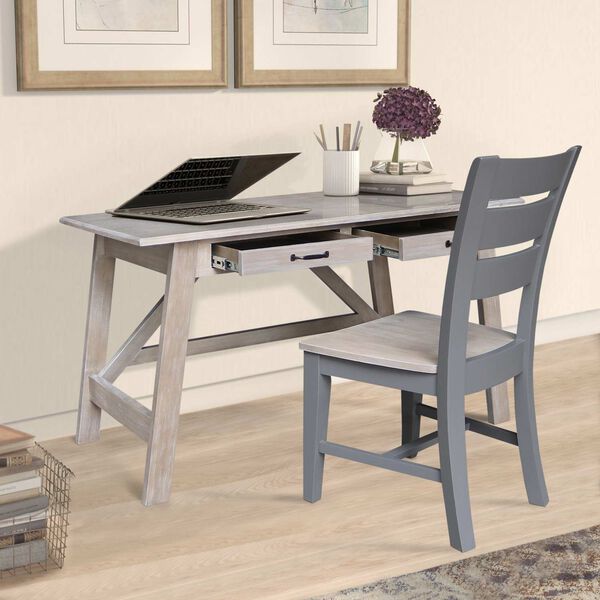 Serendipity II Washed Gray Taupe Desk with Two Drawers and Chair, image 2
