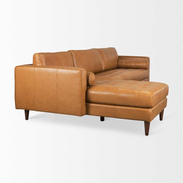 Svend Tan Leather Left Chaise Sectional Sofa, image 6