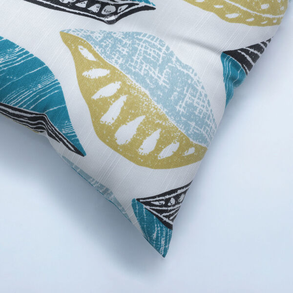 Leaf Block Teal and Citron Tufted Seat Cushion, Set of Two, image 2