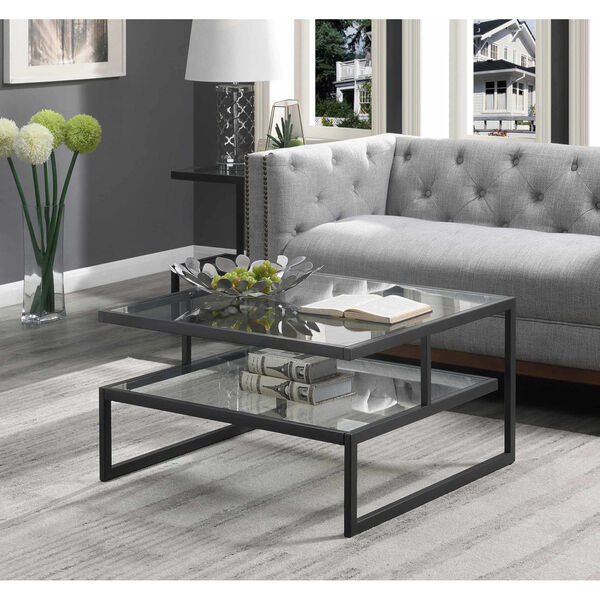 Royal Crest Charcoal Gray Coffee Table with Clear Glass, image 3