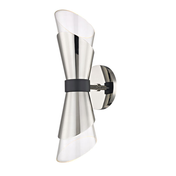 Angie Polished Nickel 5-Inch Two-Light Wall Sconce, image 1