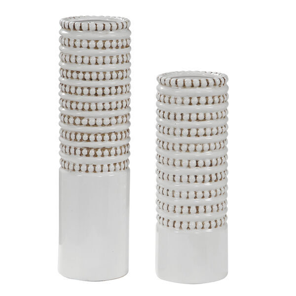 Angelou White and Taupe Vases, Set of 2, image 1