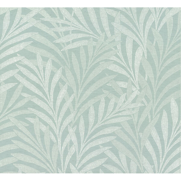 Ronald Redding Handcrafted Naturals Blue Tea Leaves Stripe Wallpaper, image 3