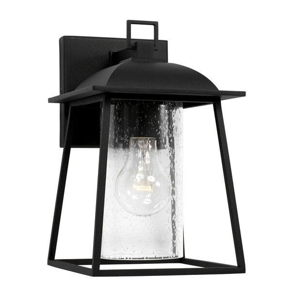 Durham Black Seven-Inch One-Light Outdoor Wall Lantern with Clear Seeded Glass, image 1