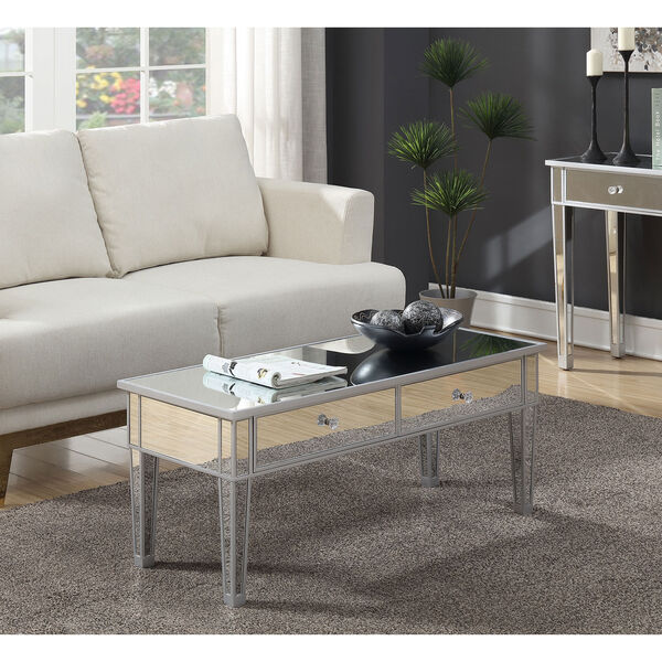 Gold Coast Mirror and Silver Coffee Table with Two Drawers, image 1