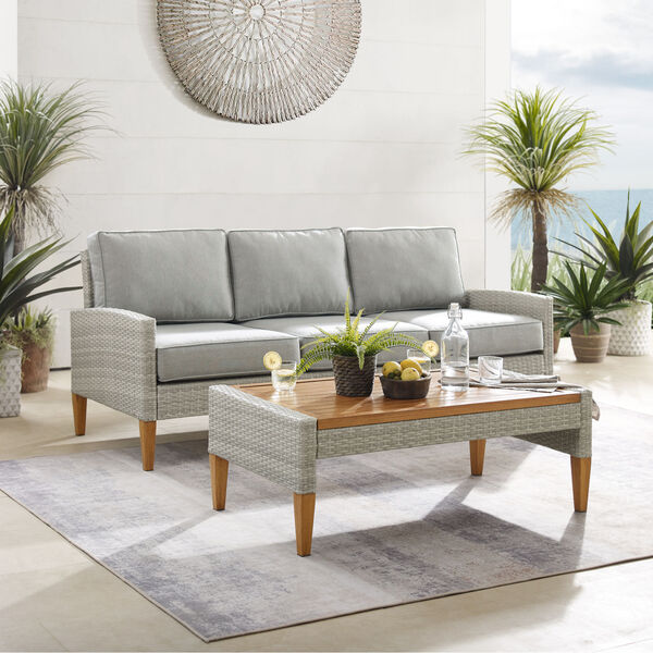 Capella Gray Outdoor Wicker Sofa with Coffee Table, image 1