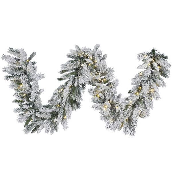 Snow Ridge 9-Foot Garland w/100 Warm White LED Lights and 160 Tips, image 1