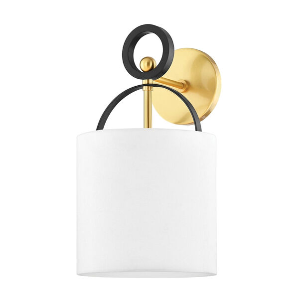 Campbell Hall Aged Brass and Black Brass One-Light Wall Sconce, image 1