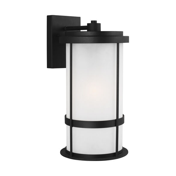 Wilburn Black 10-Inch One-Light Outdoor Wall Sconce with Satin Etched Shade, image 2