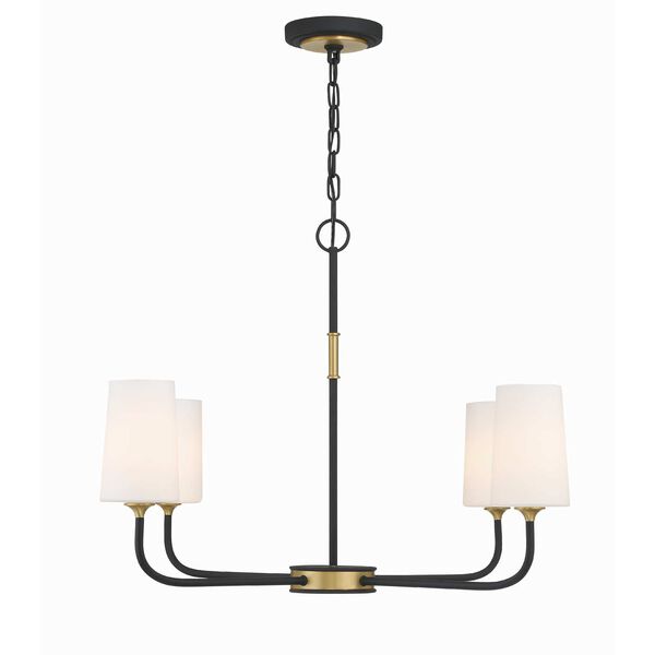 Niles Black Forged and Modern Gold Four-Light 34-Inch Chandelier, image 4