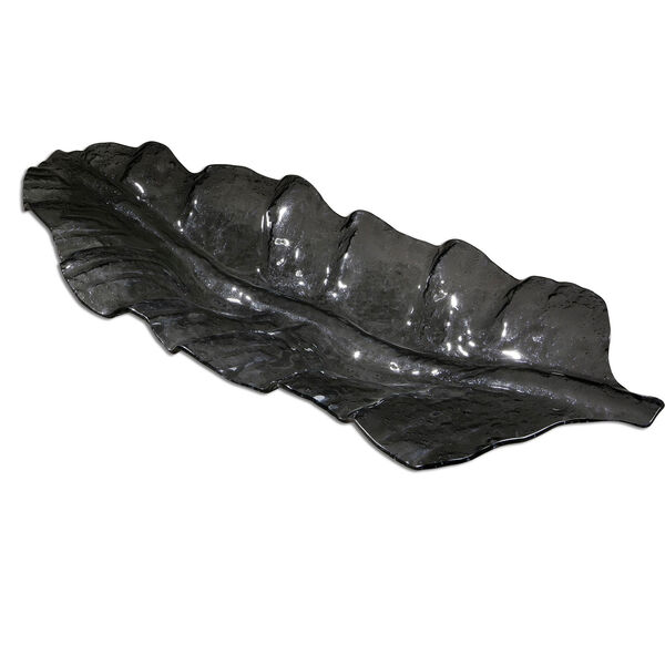 Smoked Leaf Dark Gray 4.5-Inch Tray, image 1